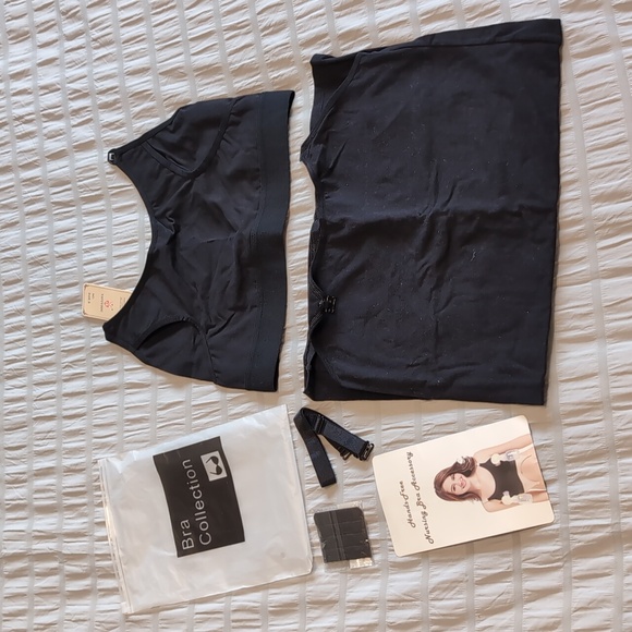 Small Nursing Pumping Bra Tank Top Set Black - Picture 1 of 12